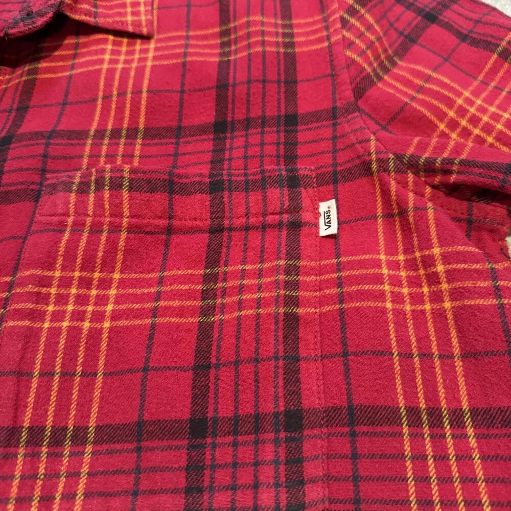 Vans Red Plaid Button-Up Flannel Casual Shirt - Men's Large - Picture 11 of 12